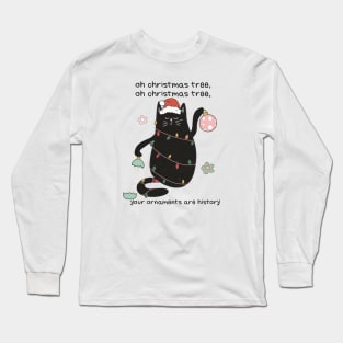 Naughty christmas black cat Long Sleeve T-Shirt